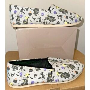 Toms Women Size 10 Belmont Raindrop Witchcraft Shoes Gray Flats Halloween